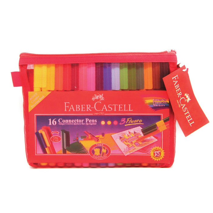 Faber Castell Connector Pen 16 Pcs with Red Mesh Bag PL88-2008-01