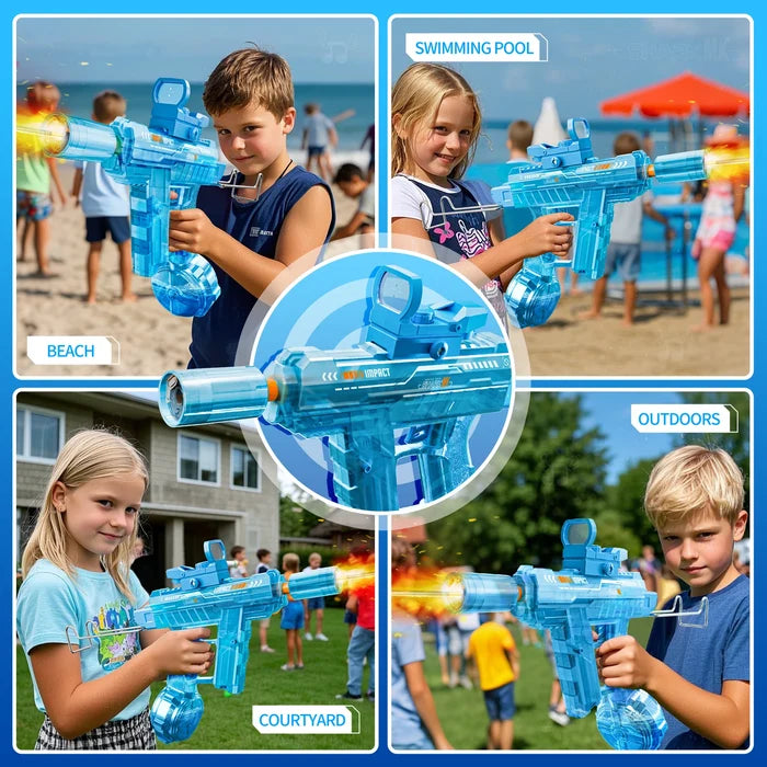 Flashing Lights UZI Electric High-Speed Continuous Water Gun, Children's Toy, Men's Large Capacity Water Gun
