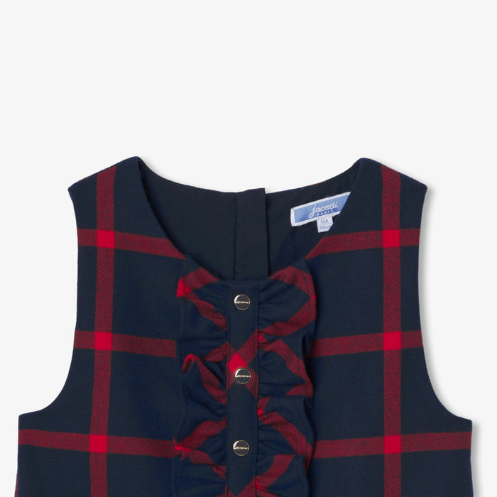 Girl pinafore dress in flannel