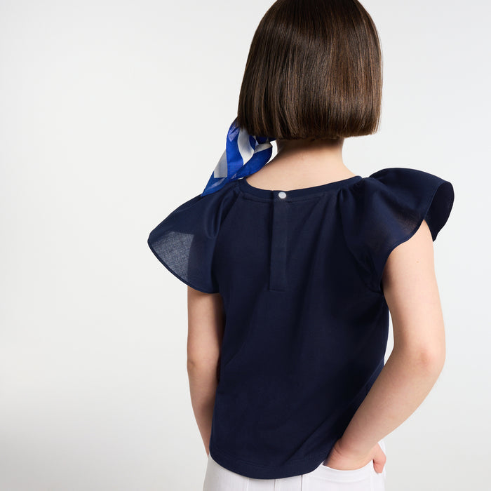Girl ruffled sleeve T-shirt