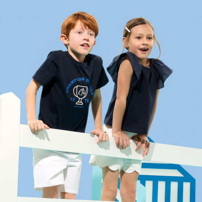 Girl ruffled sleeve T-shirt