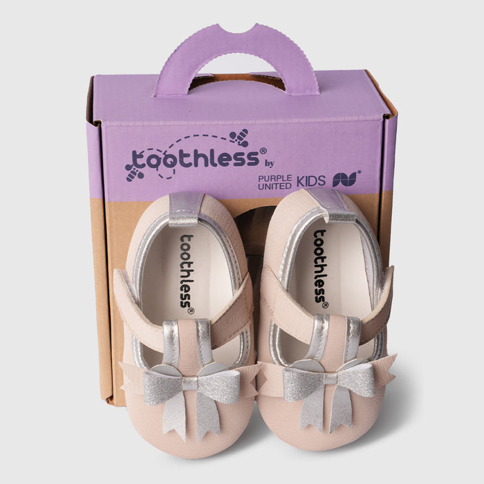 Girls Bow Detail Infant Cream Booties with Elegant Everyday Style