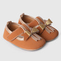 Girls Bow Detail Infant Tan Booties with Elegant Everyday Style