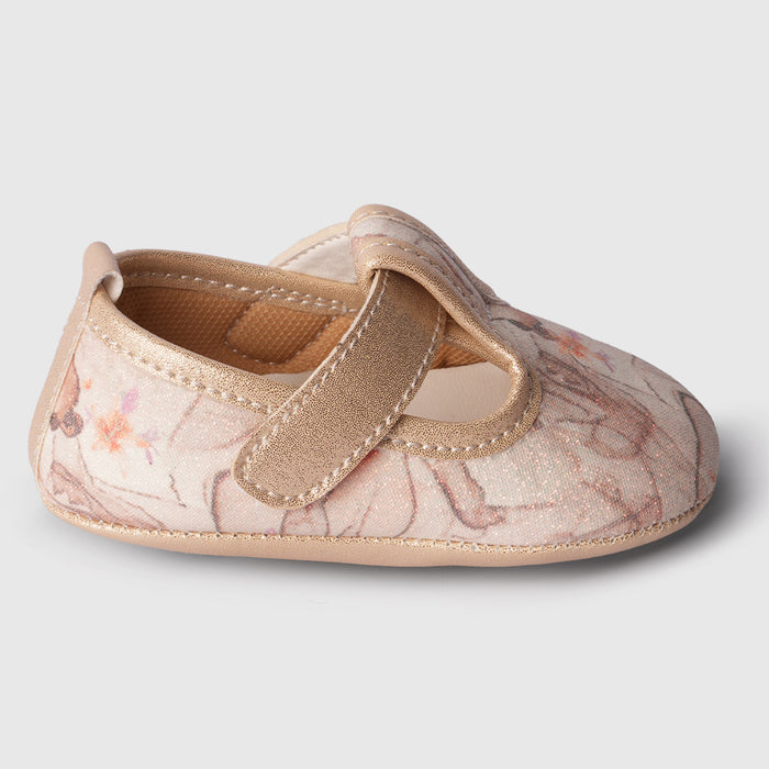 Girls Decorative Floral Golden Booties for Occasion Dressing