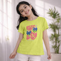 Girls Light Green Floral Graphic T-Shirt with Regular Fit