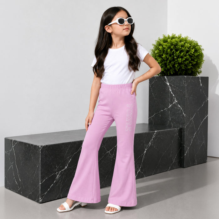 Girls Lower in Lavender Flared Fit with Stretchy Fabric & Elastic Waist for Active Wear