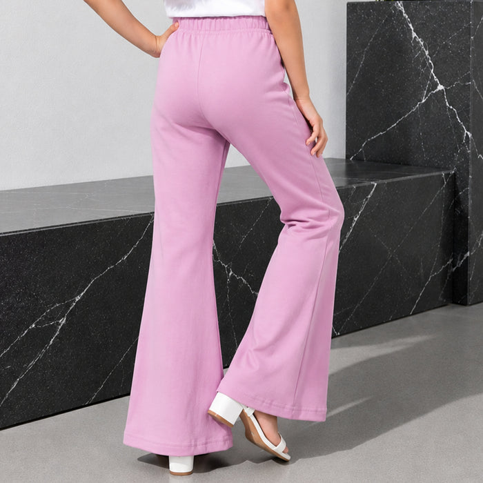 Girls Lower in Lavender Flared Fit with Stretchy Fabric & Elastic Waist for Active Wear