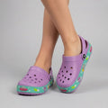 Girls Purple EVA Clogs with Space Print Sole