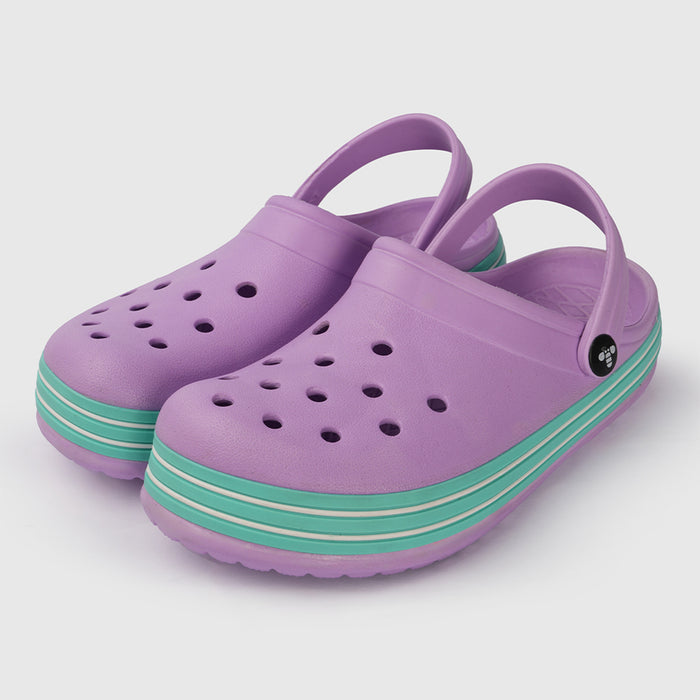 Girls Purple EVA Clogs with Striped detailing