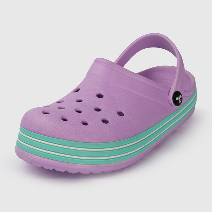 Girls Purple EVA Clogs with Striped detailing