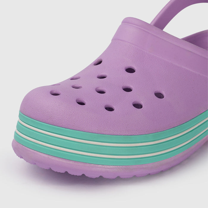 Girls Purple EVA Clogs with Striped detailing
