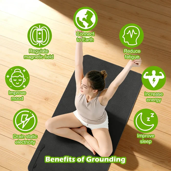 Grounding Mat (15ft Cord) – Carbon Earthing Pad: Relax/Stress Relief/Better Sleep /Home Office/Yoga