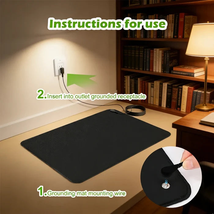 Grounding Mat (15ft Cord) – Carbon Earthing Pad: Relax/Stress Relief/Better Sleep /Home Office/Yoga