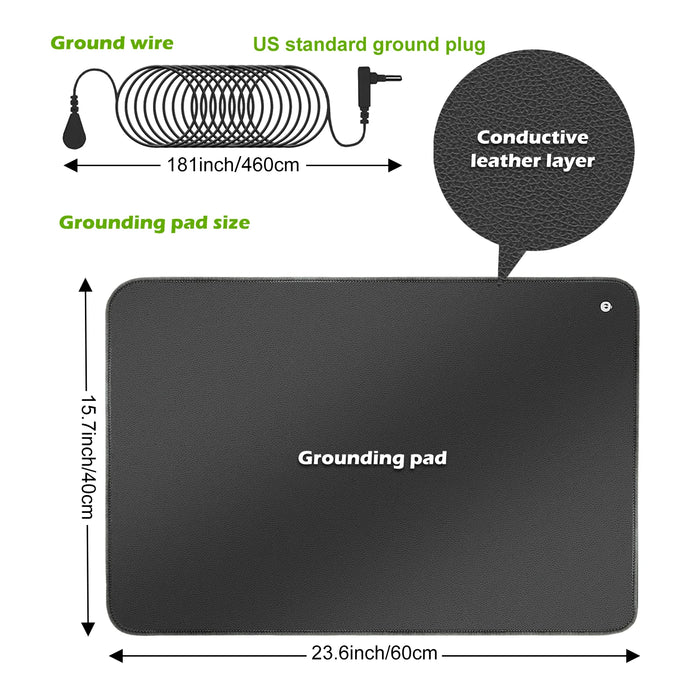 Grounding Mat (15ft Cord) – Carbon Earthing Pad: Relax/Stress Relief/Better Sleep /Home Office/Yoga