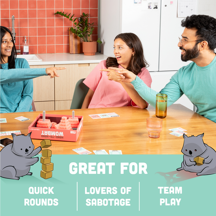 People playing Hand-To-Hand Wombat; great for quick rounds and team play