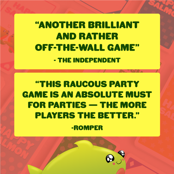 Happy Salmon review quotes praising the party game