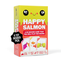 Happy Salmon small box at an angle, with a cartoon salmon