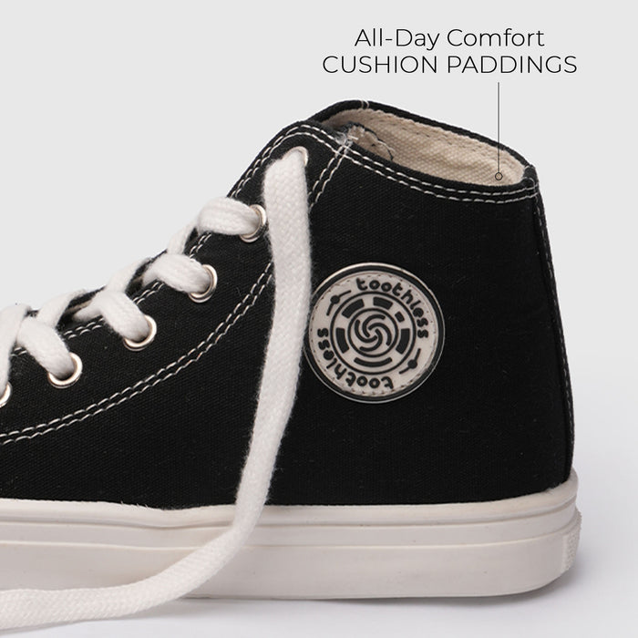 High-Top Black Canvas Shoes with Lace-Up Closure