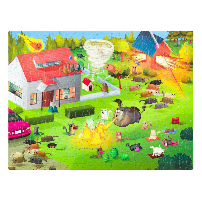 The assembled Housing Boom puzzle showing a chaotic suburban scene