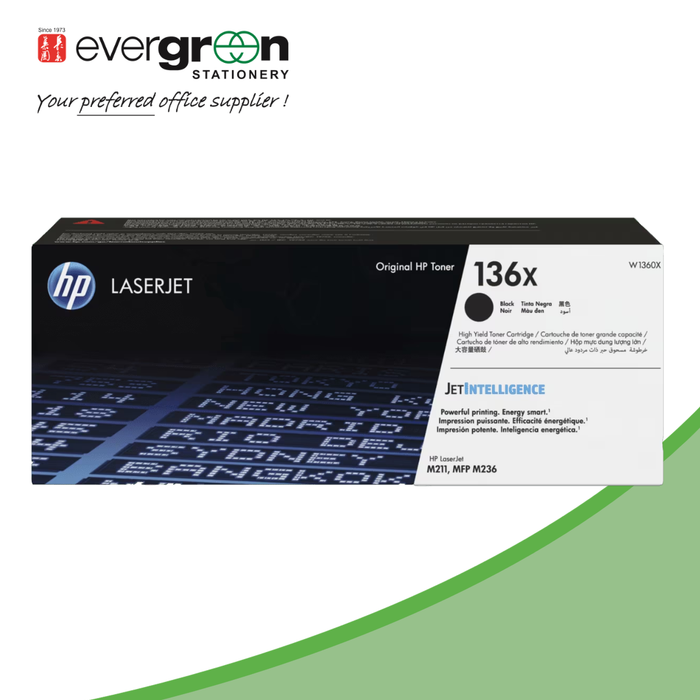 HP 136X High Yield Black Original LaserJet Toner Cartridge (W1360X)