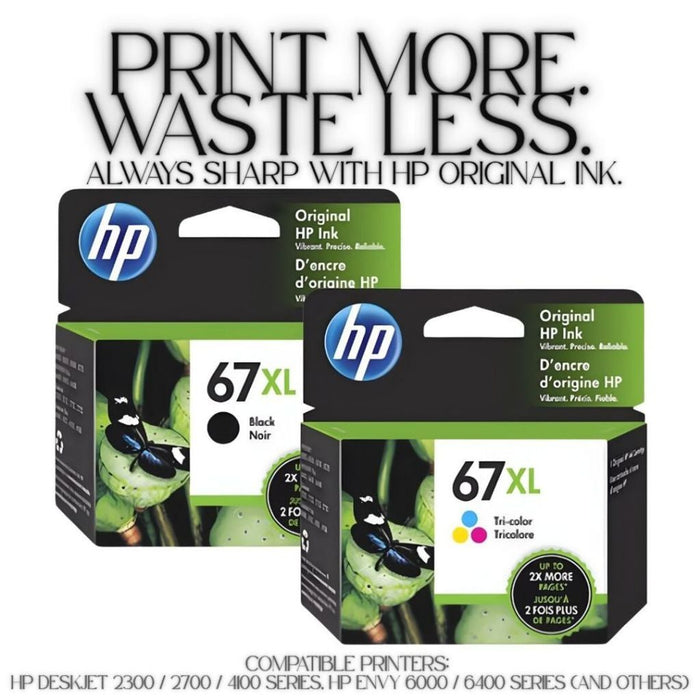 HP 67XL Ink Cartridge (Black 3YM57AA/Color 3YM58AA)