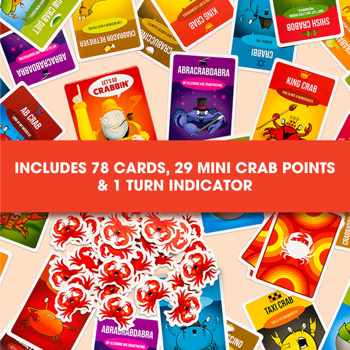 I'm A Little Crabby contents: cards, mini crab points and a turn indicator