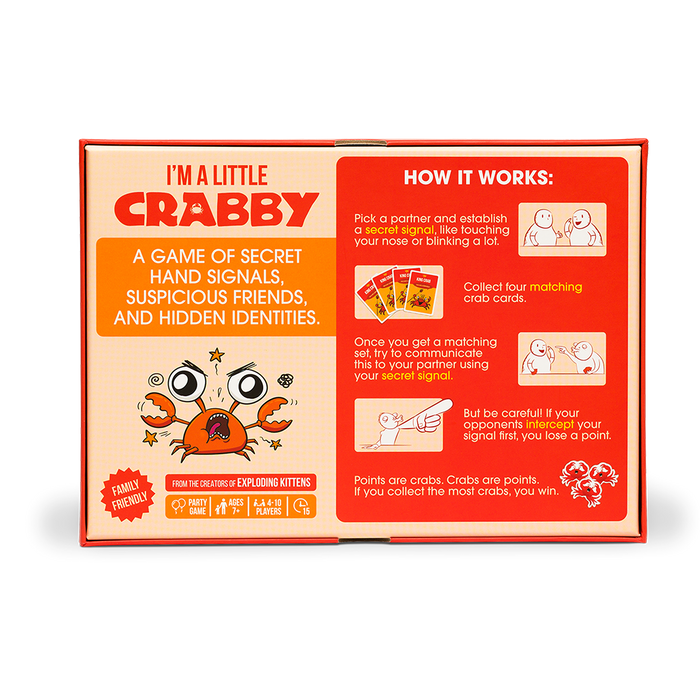 I'm A Little Crabby box back with how-to-play instructions