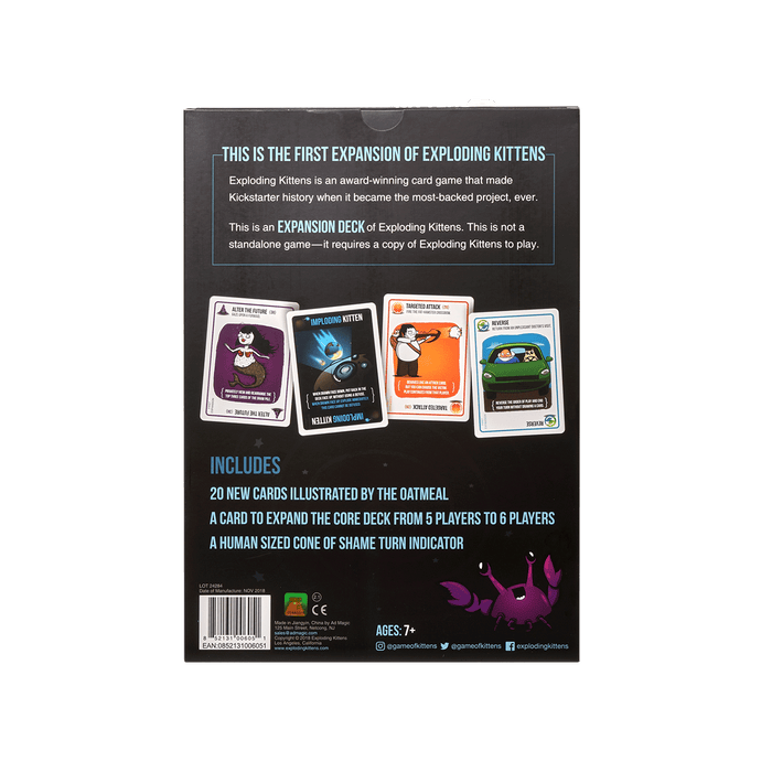 Imploding Kittens expansion box back with gameplay description