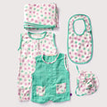 Infant Baby Multipack in Light Green with Soft Fabric Rompers, Bib, Cap & Swaddle Blanket