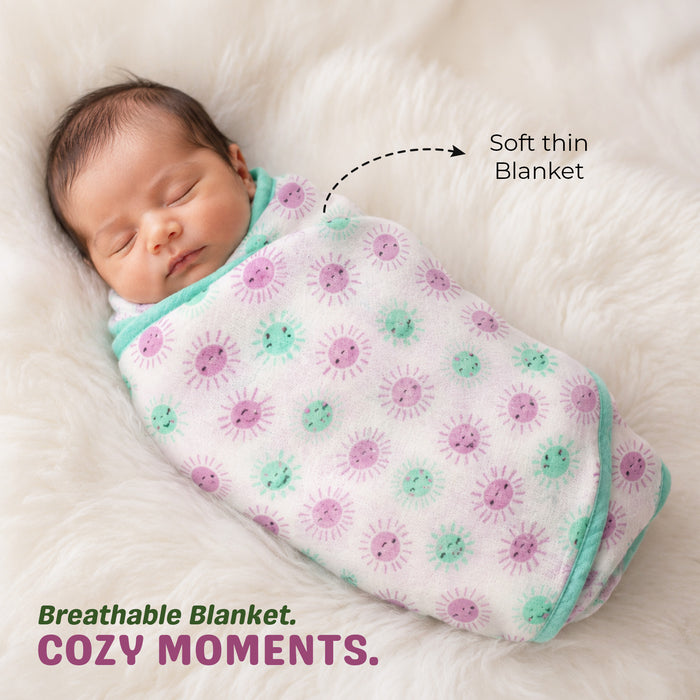 Infant Baby Multipack in Light Green with Soft Fabric Rompers, Bib, Cap & Swaddle Blanket