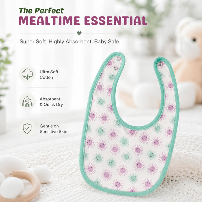 Infant Baby Multipack in Light Green with Soft Fabric Rompers, Bib, Cap & Swaddle Blanket