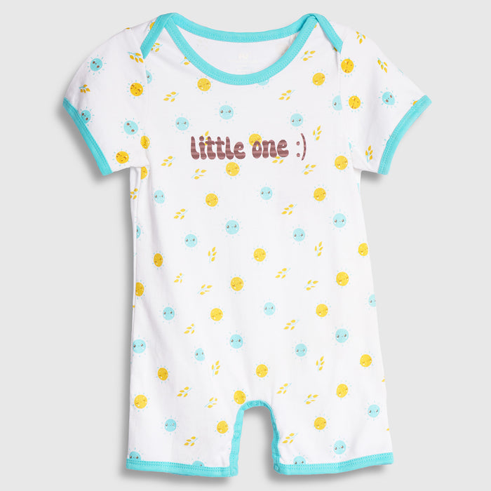 Infant Baby Romper in Light Blue with Graphic Print, Soft Cotton & Snap Closure Comfort
