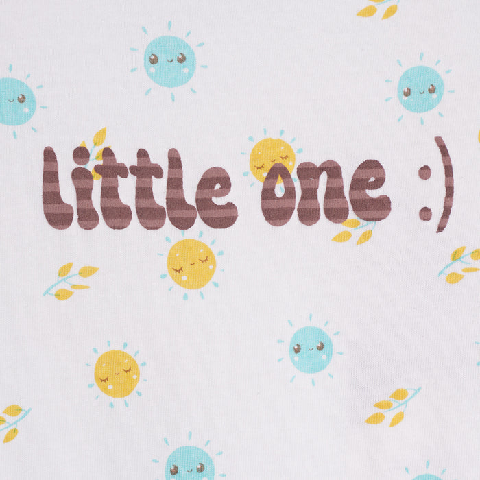 Infant Baby Romper in Light Blue with Graphic Print, Soft Cotton & Snap Closure Comfort