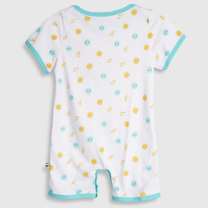 Infant Baby Romper in Light Blue with Graphic Print, Soft Cotton & Snap Closure Comfort