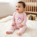 Infant Baby Romper in Pink with Soft Fabric, Full Sleeves, Snap Buttons & Relaxed Fit