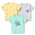 Infant Baby Tshirt Set in Multicolour with Soft Comfort Fabric, Printed Designs & Snap Buttons - (Pack of 3)