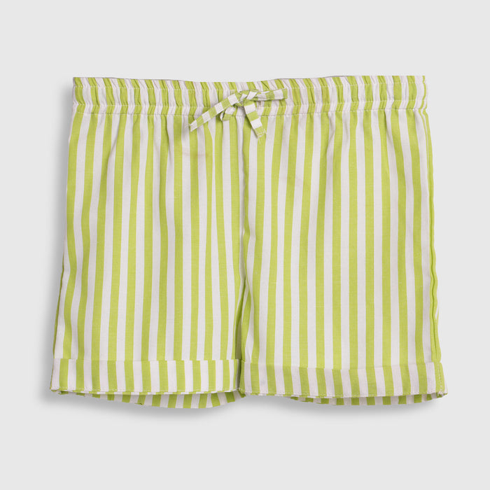 Infant Boys Co-ord Set in Cotton White Shirt with Green Stripe Shorts for Summer Comfort Wear