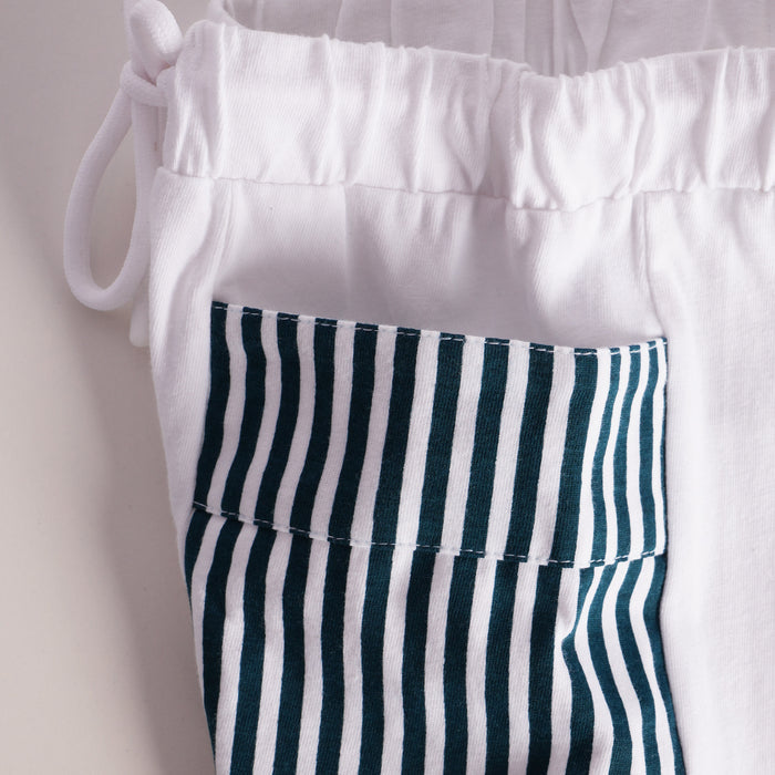 Infant Boys Coord Set in Teal with Soft Cotton Tshirt & Comfort Striped Shorts for Casual Wear