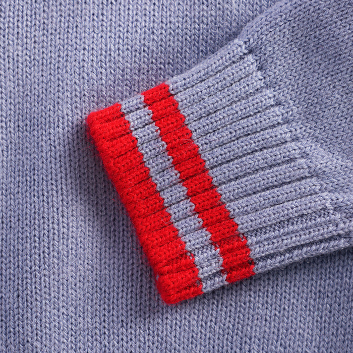 Infant Boys Sweater in Light Blue with Polo Collar, Striped Cuffs & Warm Comfort
