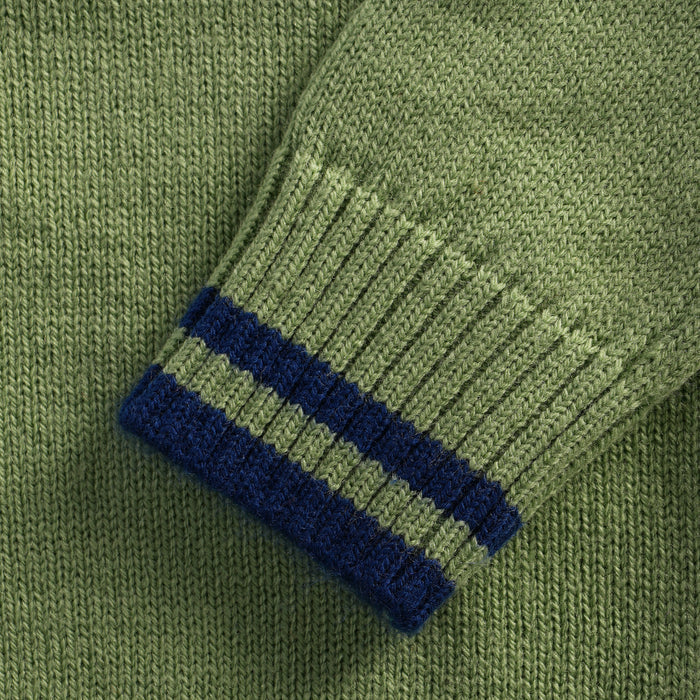 Infant Boys Sweater in Light Green with Polo Collar, Striped Cuffs & Warm Comfort