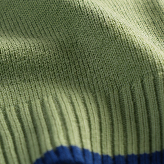Infant Boys Sweater in Light Green with Polo Collar, Striped Cuffs & Warm Comfort