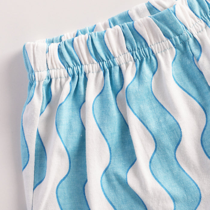 Infant Coord Set in Light Blue Cotton with Regular Fit, Soft Fabric Tshirt & Elastic Shorts