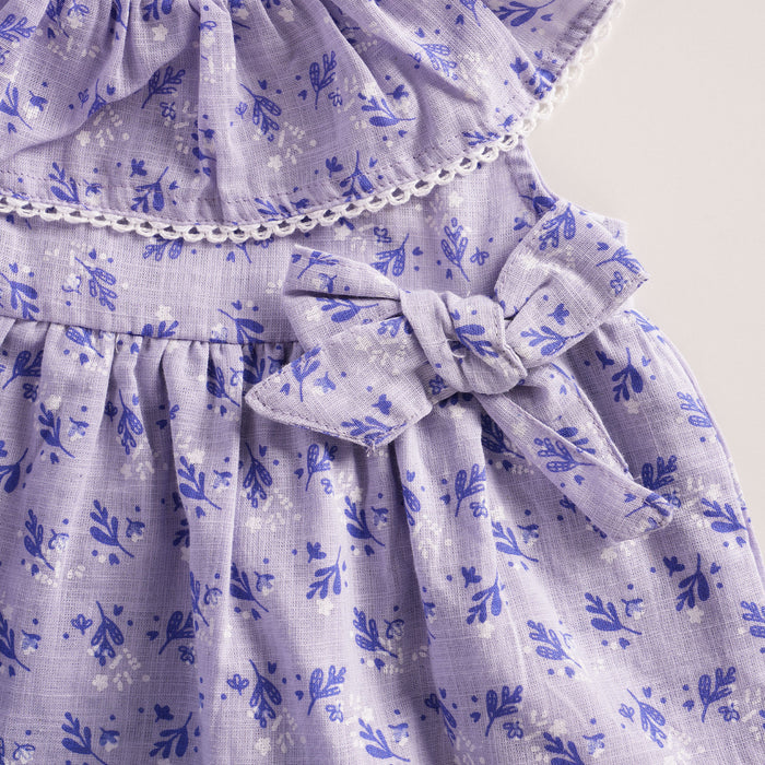 Infant Girls Coord Set in Lavender with Ruffle Collar, Soft Fabric & Relaxed Bloomers