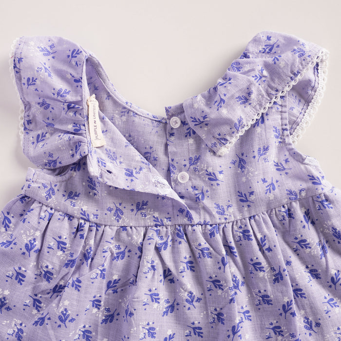 Infant Girls Coord Set in Lavender with Ruffle Collar, Soft Fabric & Relaxed Bloomers