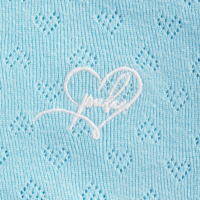 Infant Girls Coord Set in Light Blue with Textured Comfort Fabric Top & Cotton Checked Skirt
