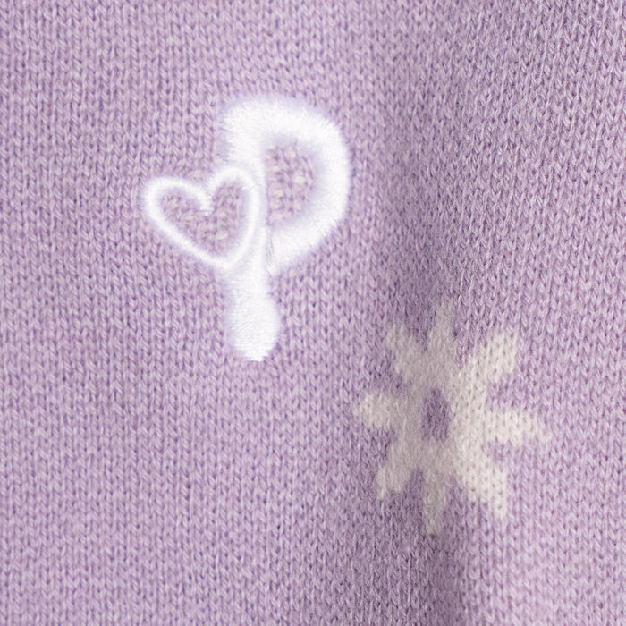 Infant Girls Sweater in Lavender with Floral Pattern, Full Sleeves & Ribbed Finish