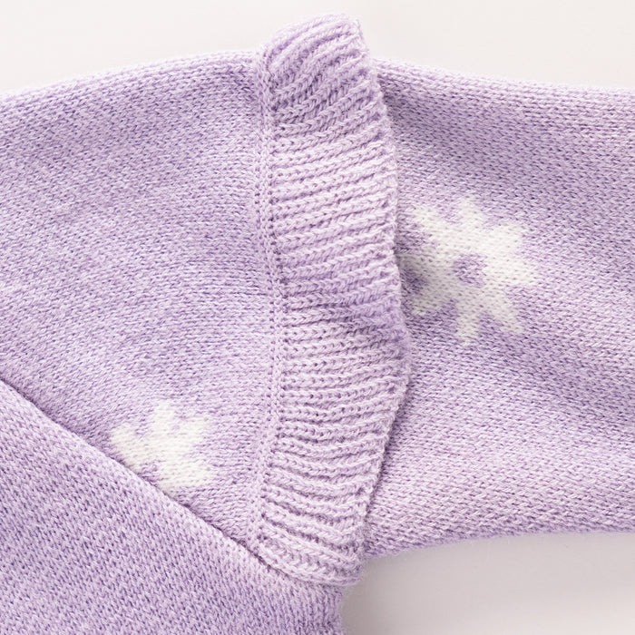 Infant Girls Sweater in Lavender with Floral Pattern, Full Sleeves & Ribbed Finish