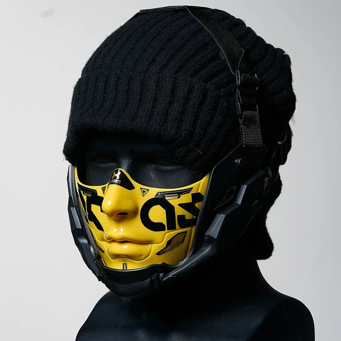 JAUPTO Cyberpunk Style Half Face Mecha Mask Comfort Breathable Design Halloween Cosplay Tactical Mask