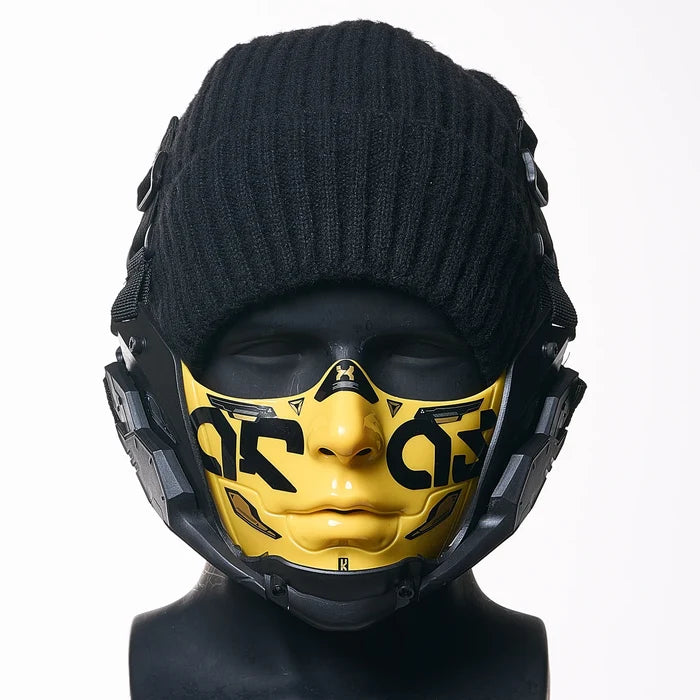 JAUPTO Cyberpunk Style Half Face Mecha Mask Comfort Breathable Design Halloween Cosplay Tactical Mask