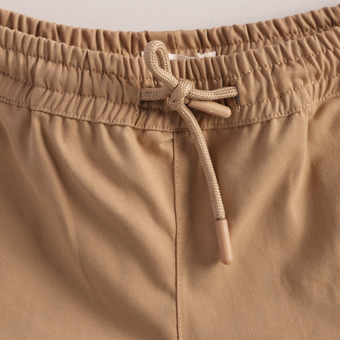Kids Boys Bermuda in Beige with Cargo Pockets, Contrast Panels & Drawcord Comfort Waist